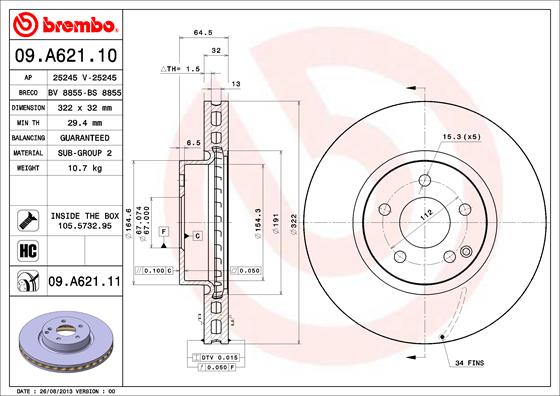 Brembo Remschijven 09.A621.11