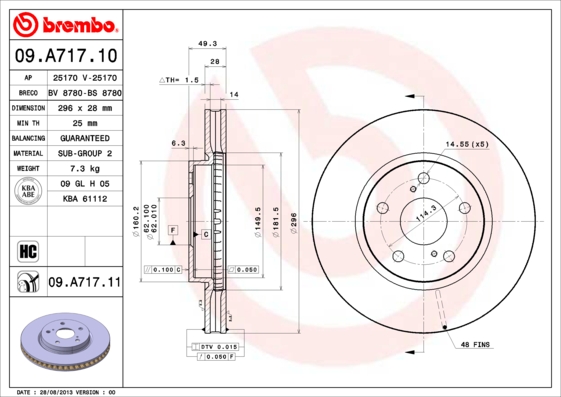 Brembo Remschijven 09.A717.11