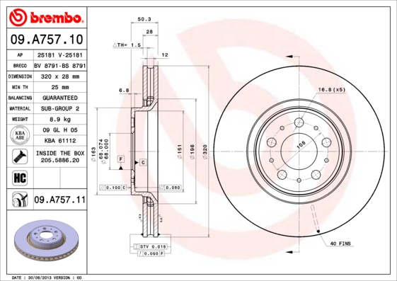 Brembo Remschijven 09.A757.11