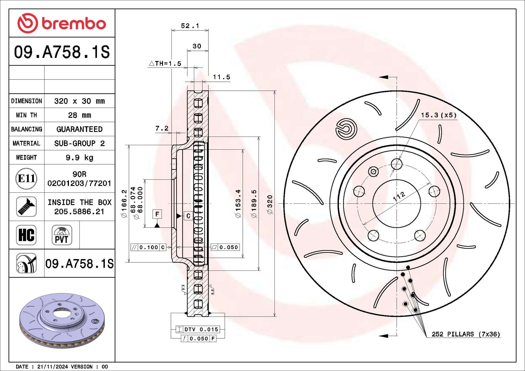 Brembo Remschijf 09.A758.1S