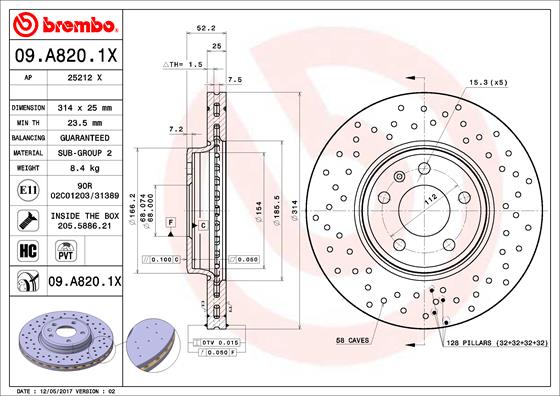 Brembo Remschijven 09.A820.1X