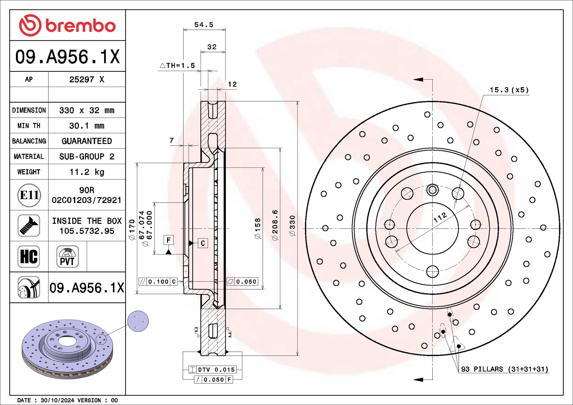 Brembo Remschijf 09.A956.1X