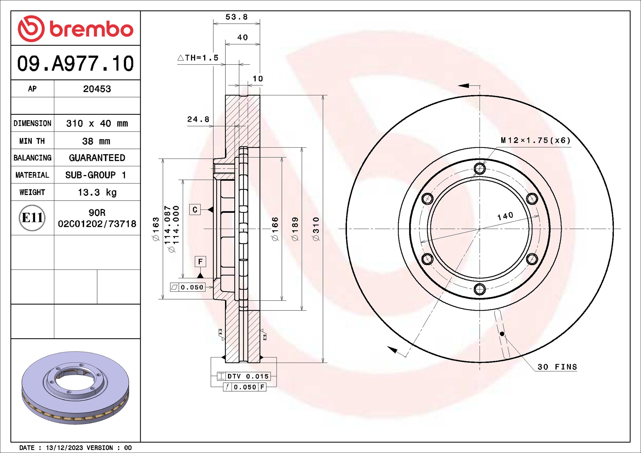 Brembo Remschijf 09.A977.10