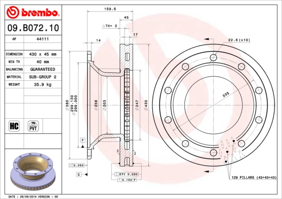 Brembo Remschijven 09.B072.10