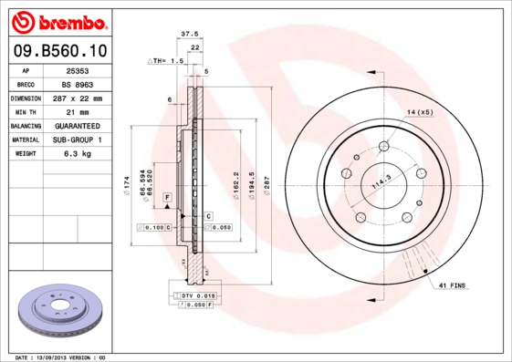 Brembo Remschijven 09.B560.10