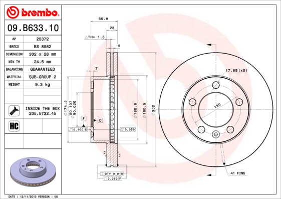 Brembo Remschijven 09.B633.10