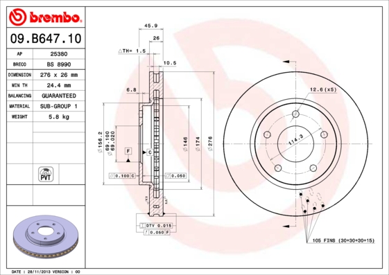 Brembo Remschijven 09.B647.11