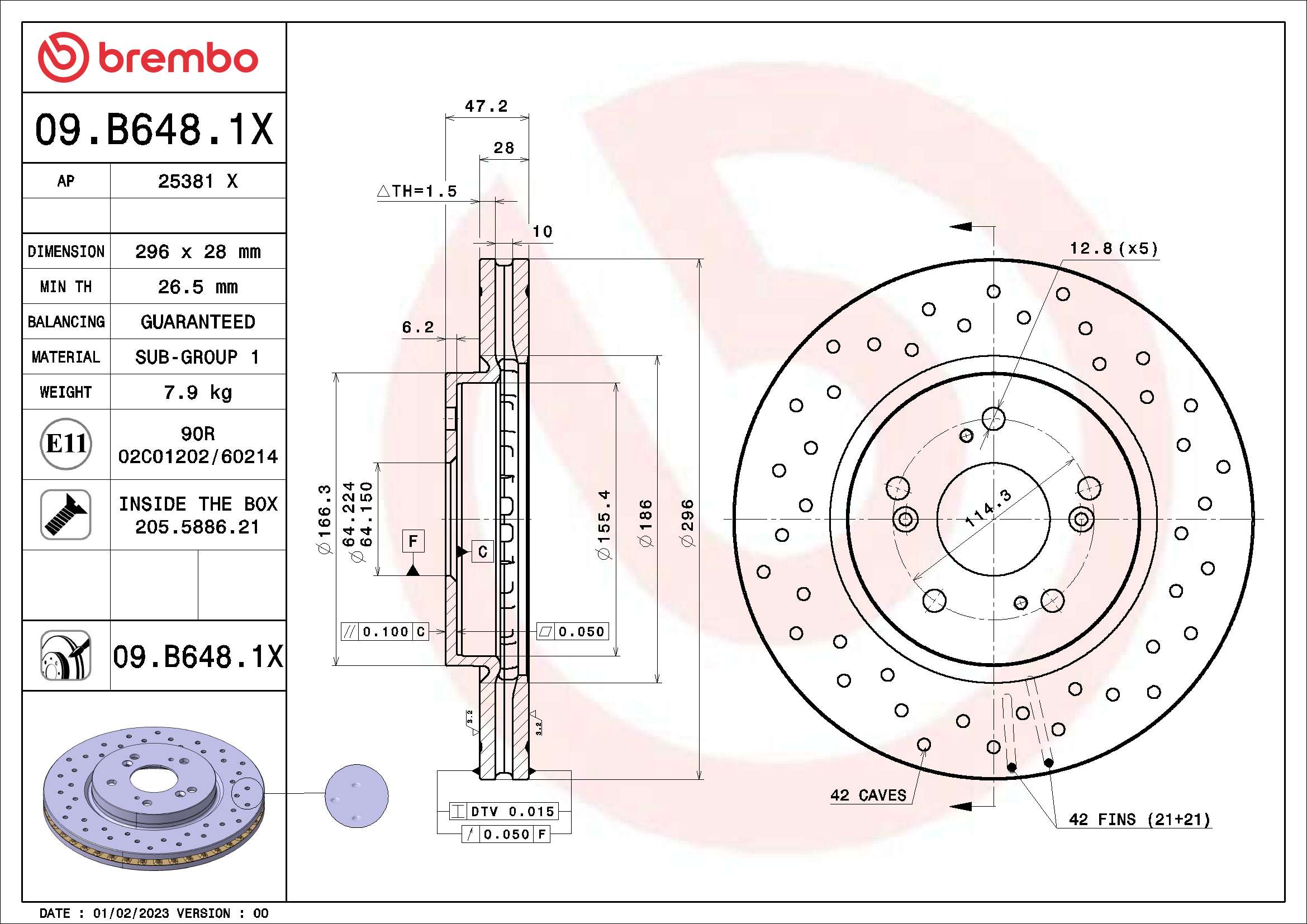 Brembo Remschijven 09.B648.1X