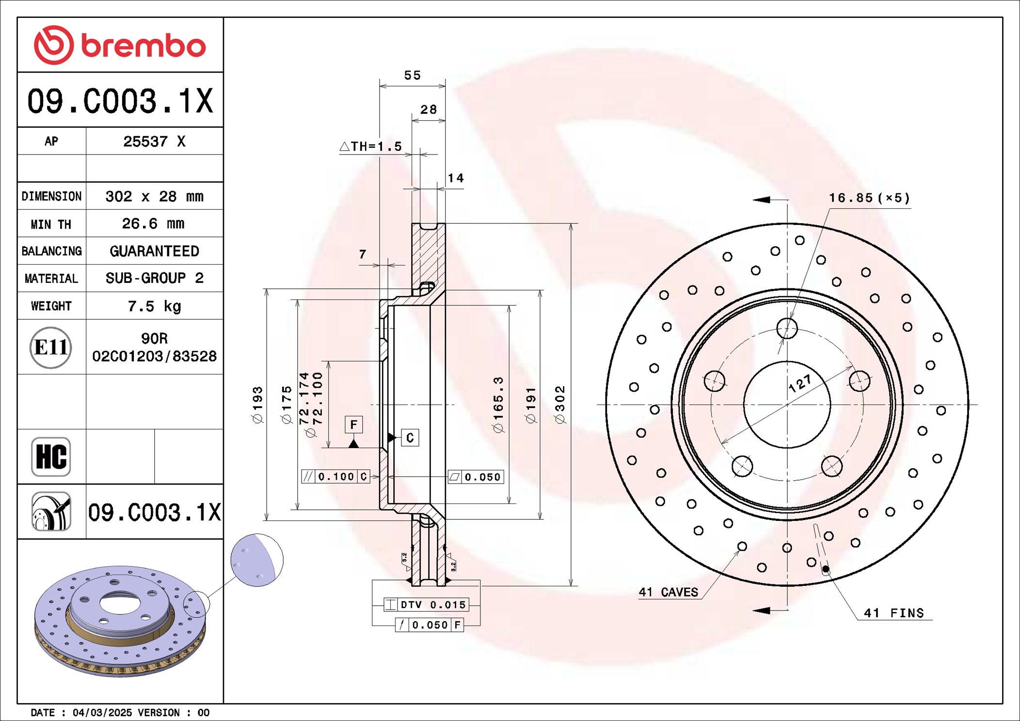 Brembo Remschijf 09.C003.1X