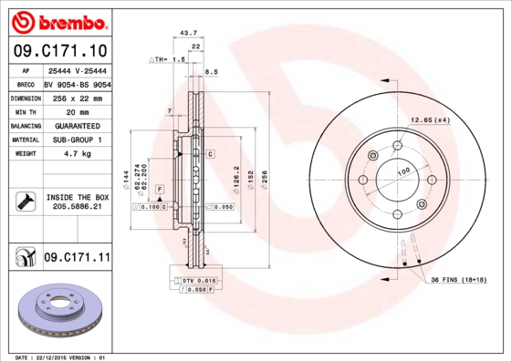 Brembo Remschijven 09.C171.11