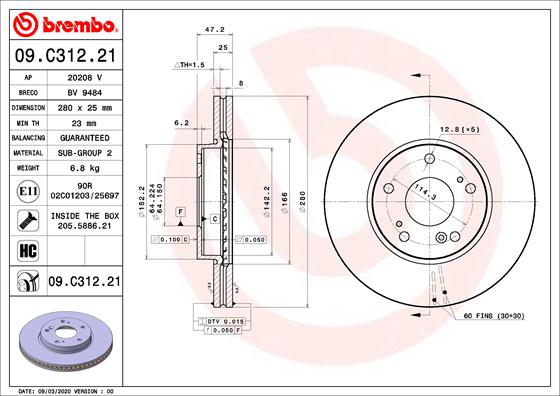 Brembo Remschijven 09.C312.21