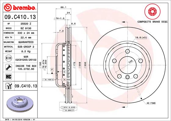 Brembo Remschijven 09.C410.13