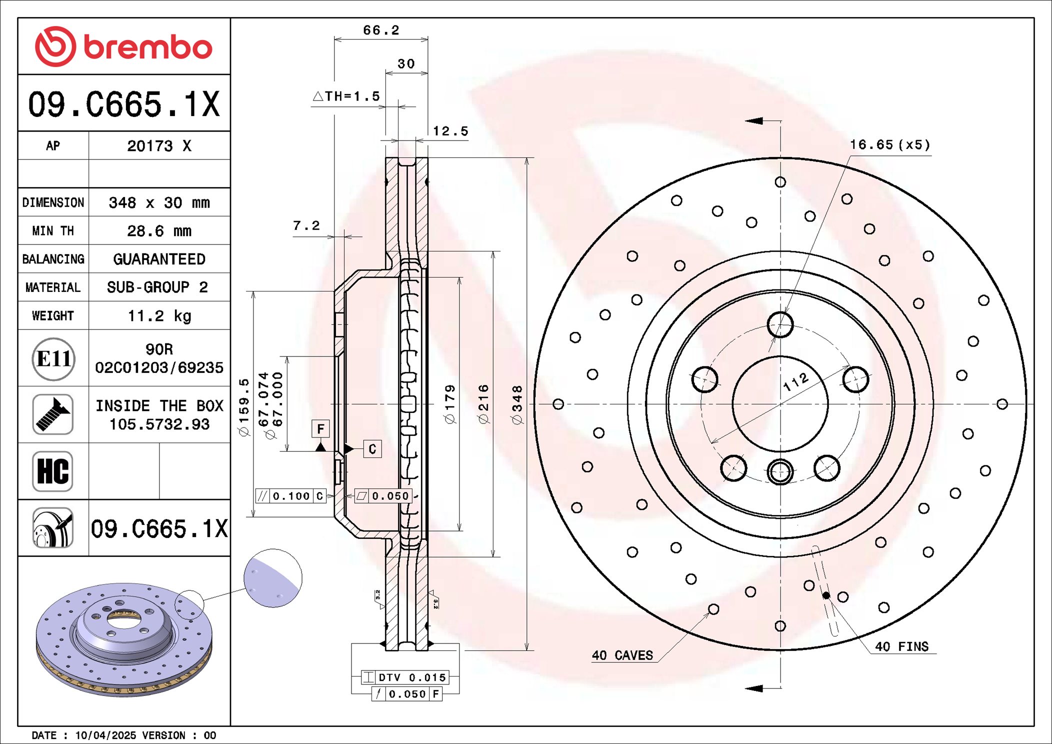 Brembo Remschijf 09.C665.1X
