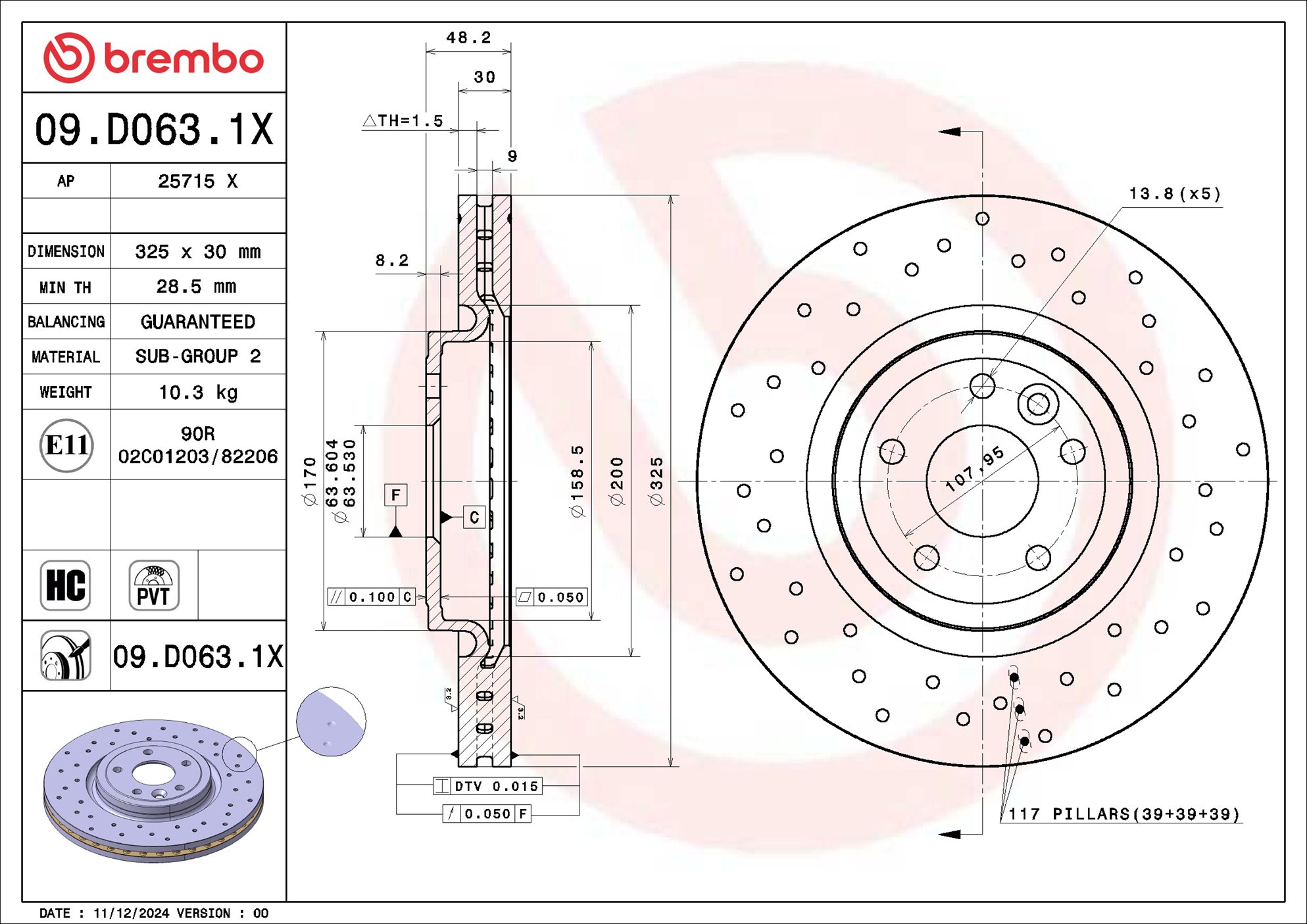 Brembo Remschijf 09.D063.1X