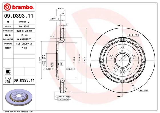 Brembo Remschijven 09.D393.11