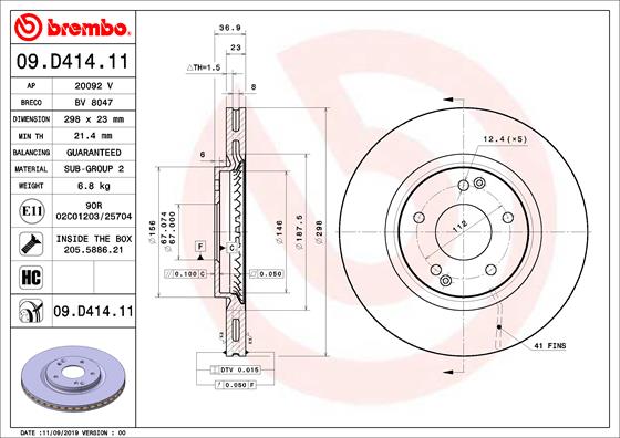 Brembo Remschijven 09.D414.11