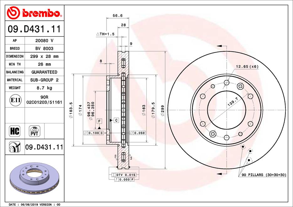 Brembo Remschijven 09.D431.11