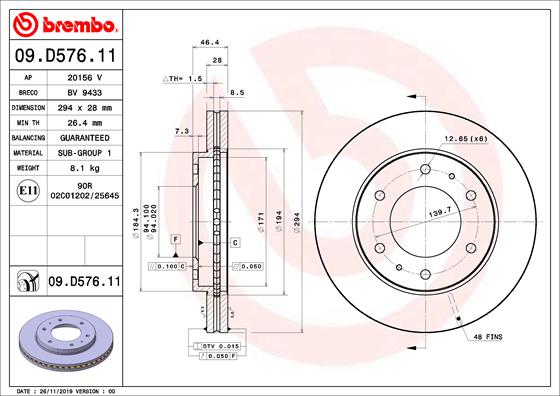 Brembo Remschijven 09.D576.11