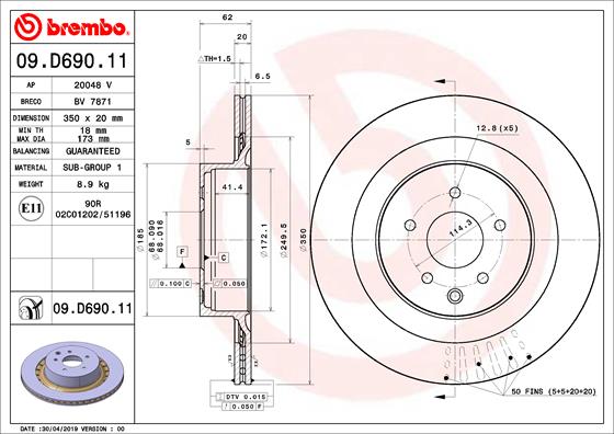 Brembo Remschijven 09.D690.11