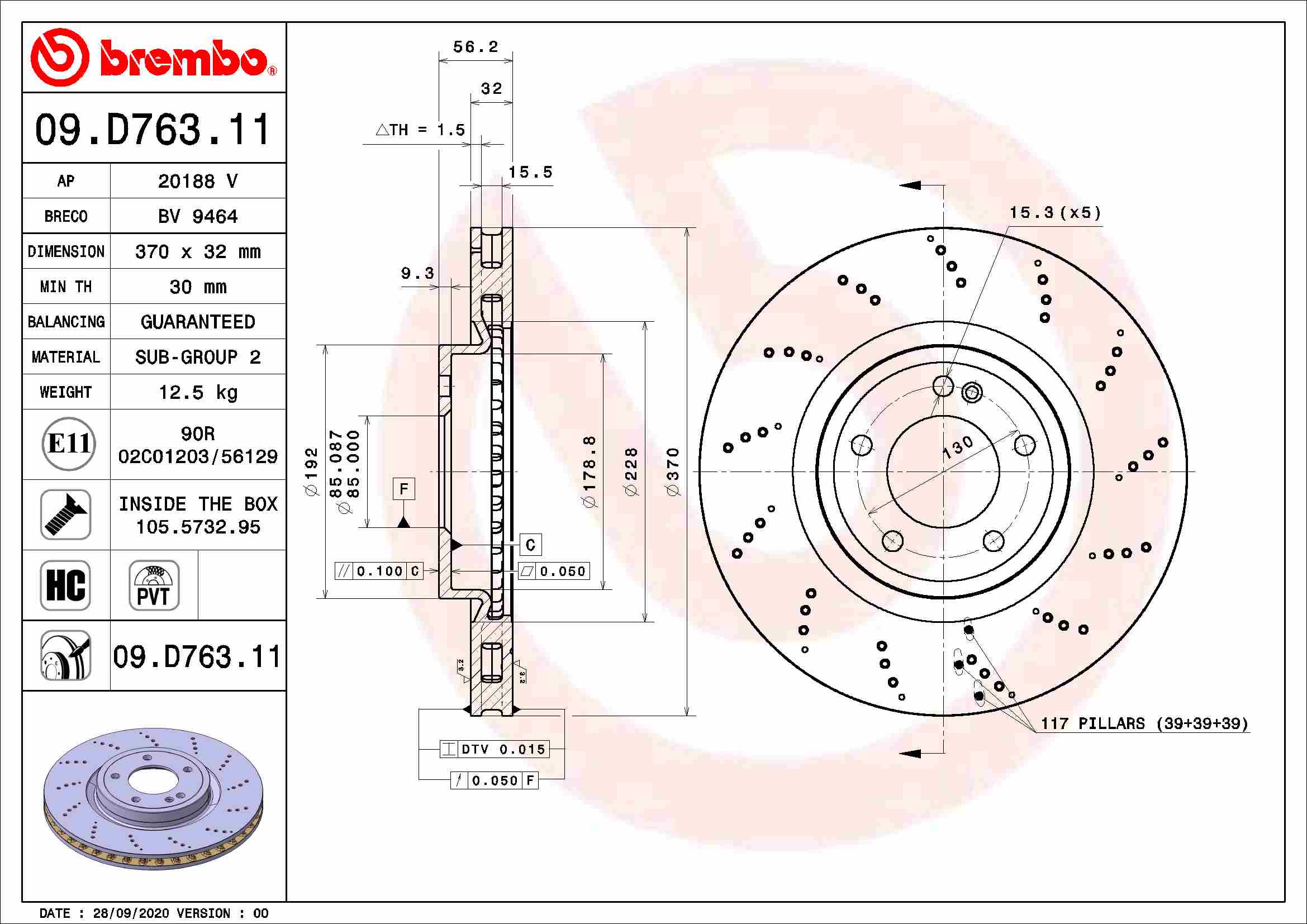 Brembo Remschijven 09.D763.11