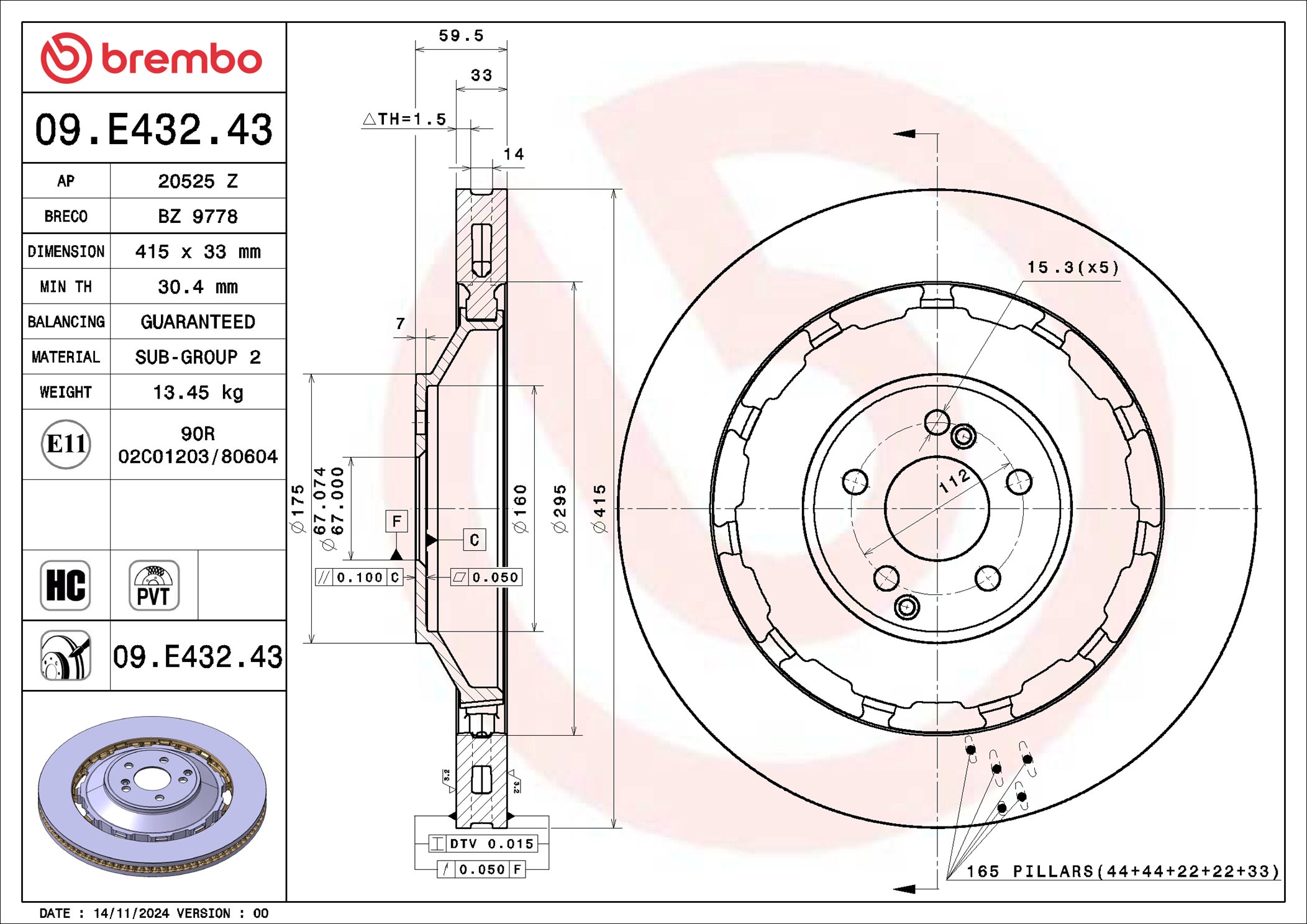 Brembo Remschijf 09.E432.43