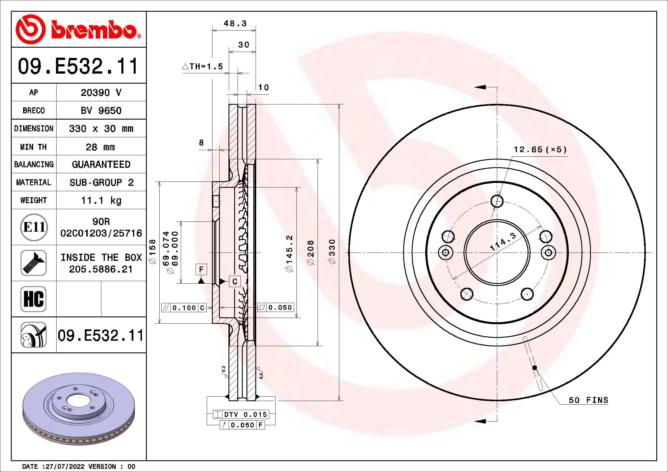 Brembo Remschijven 09.E532.11