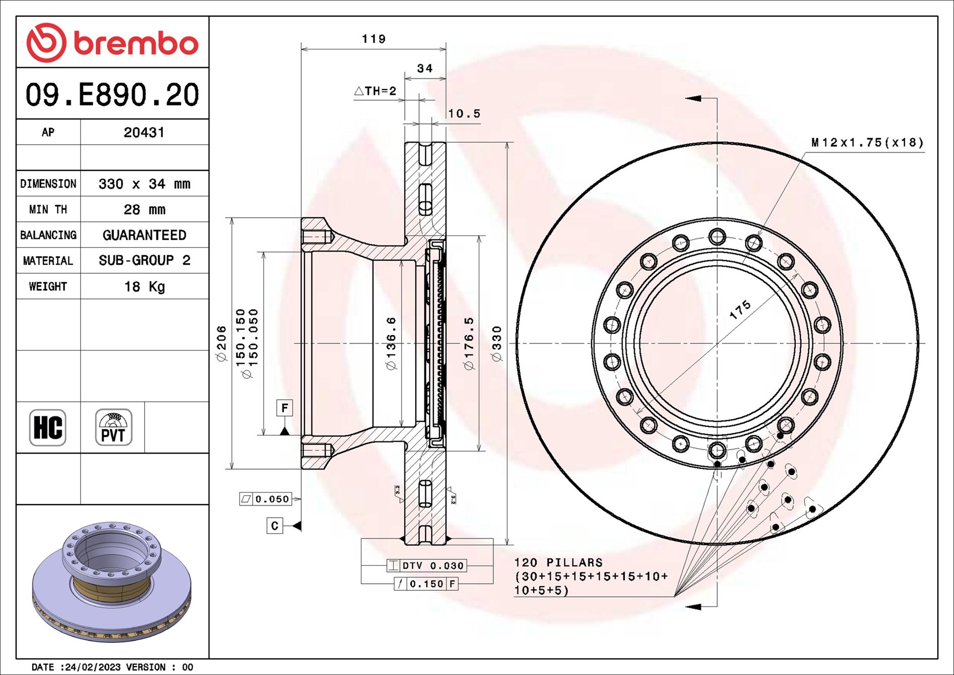 Brembo Remschijven 09.E890.20