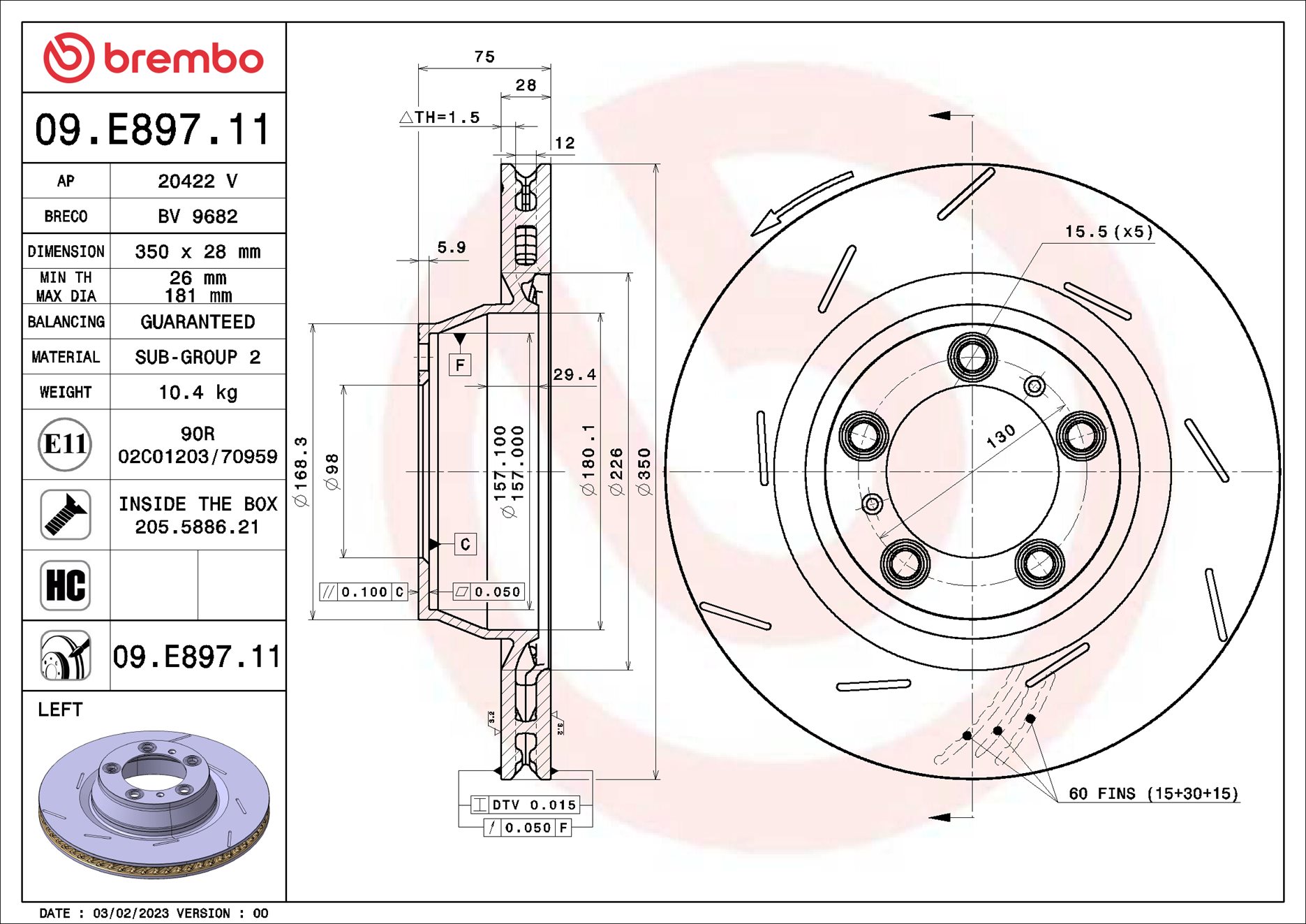 Brembo Remschijven 09.E897.11