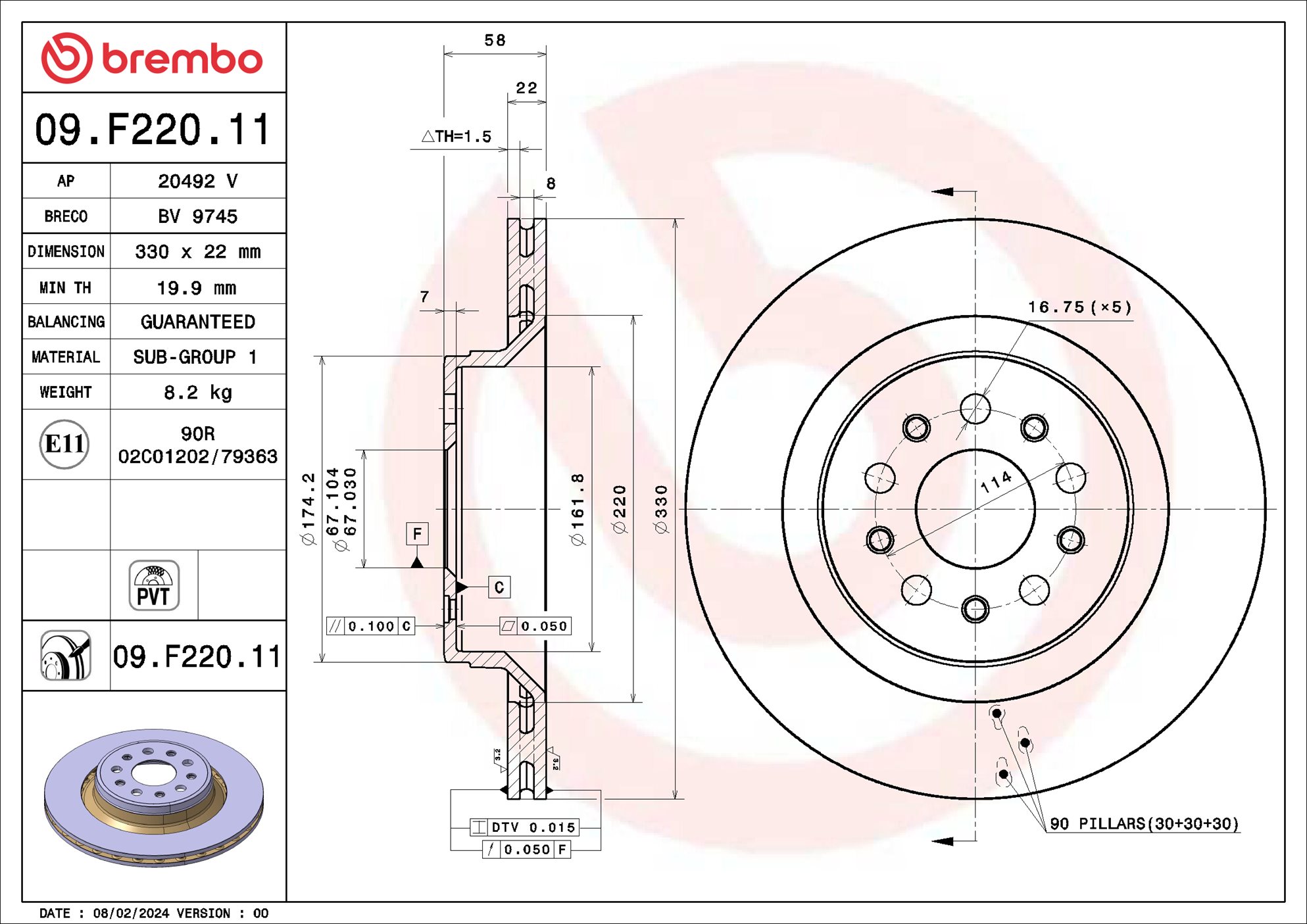 Brembo Remschijf 09.F220.11