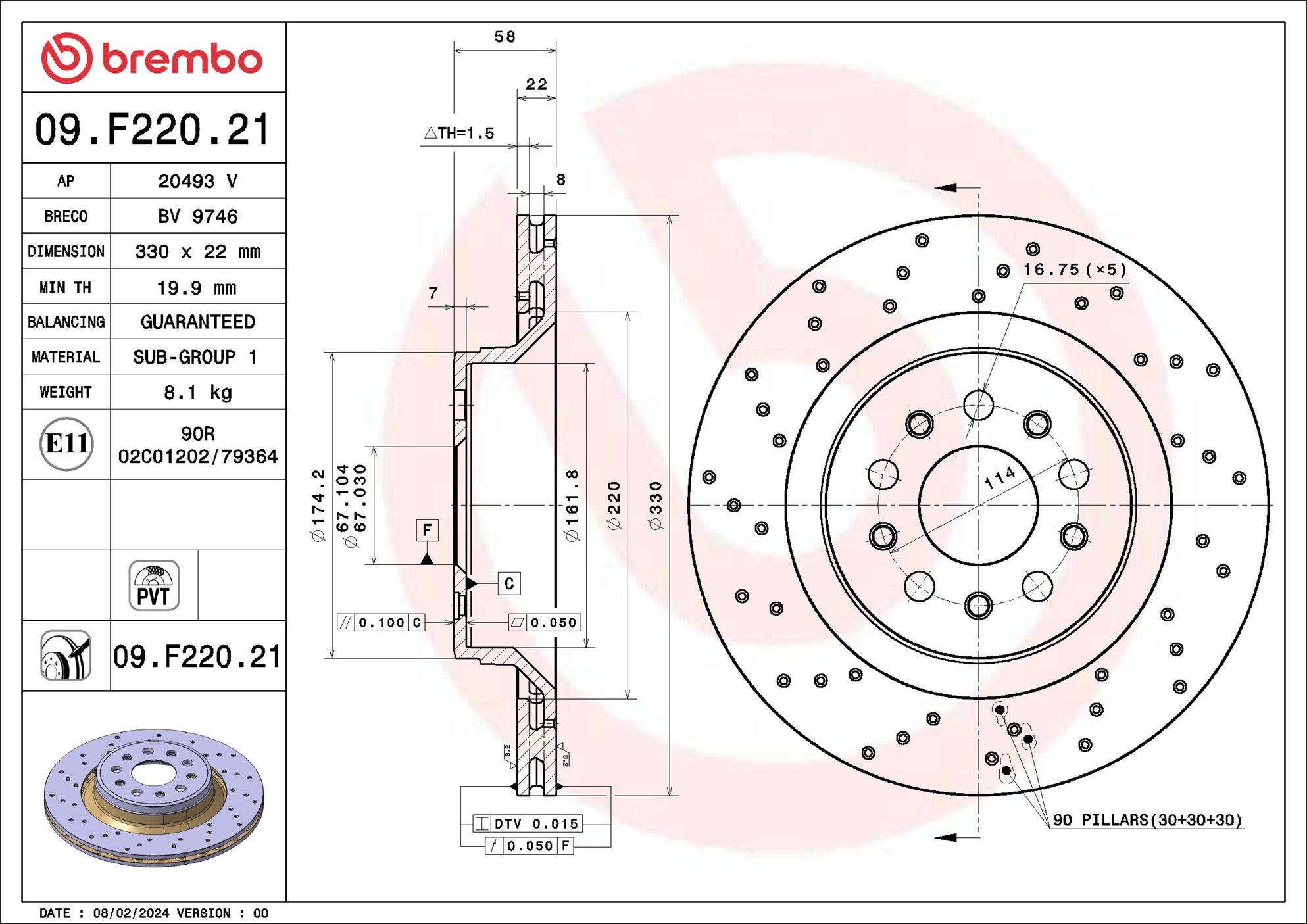 Brembo Remschijf 09.F220.21