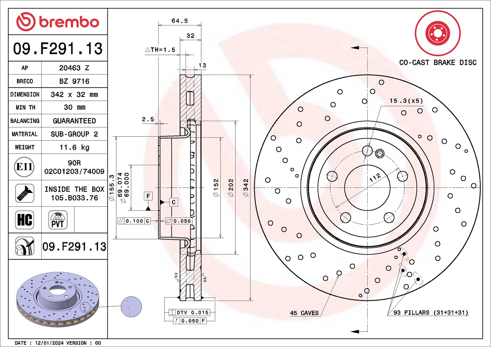 Brembo Remschijf 09.F291.13