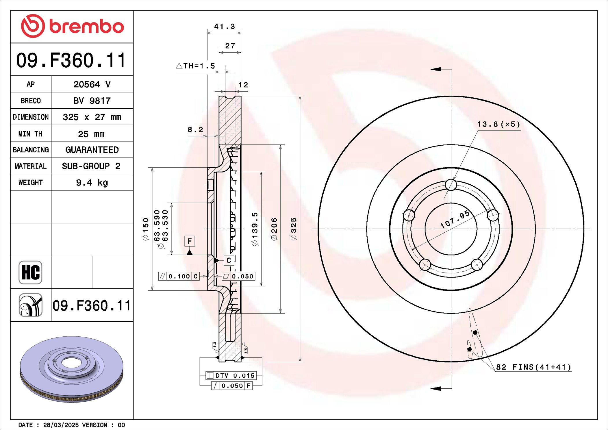 Brembo Remschijf 09.F360.11