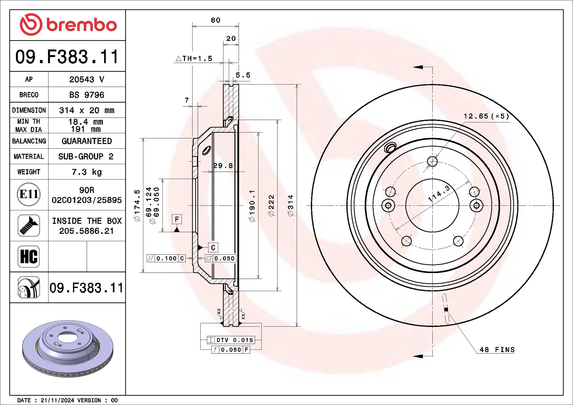 Brembo Remschijf 09.F383.11