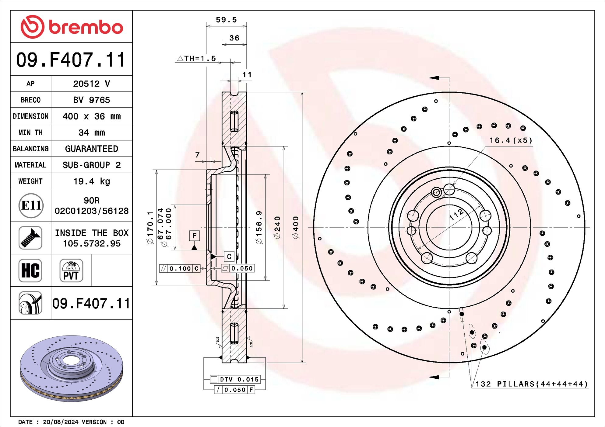 Brembo Remschijf 09.F407.11