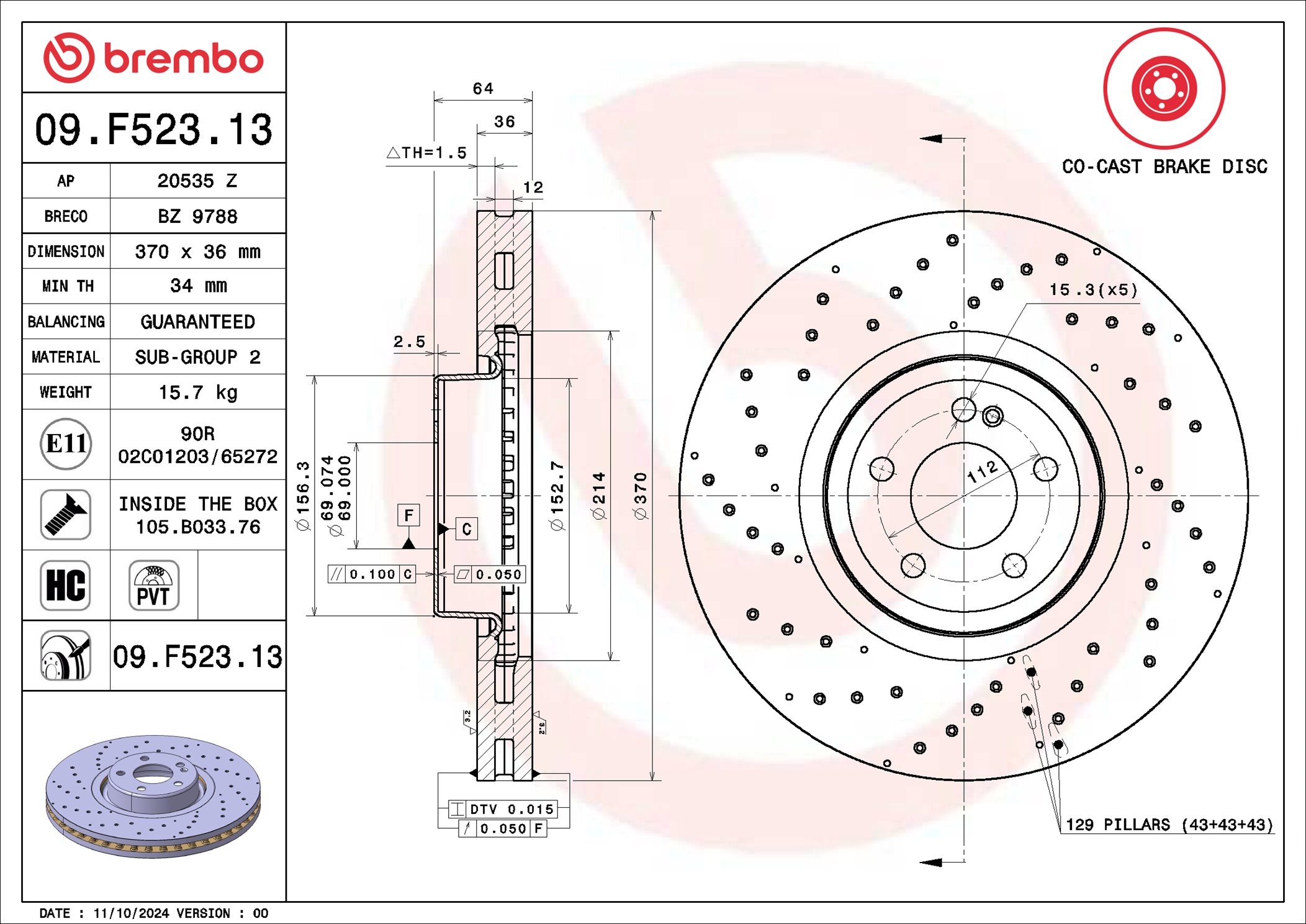 Brembo Remschijf 09.F523.13