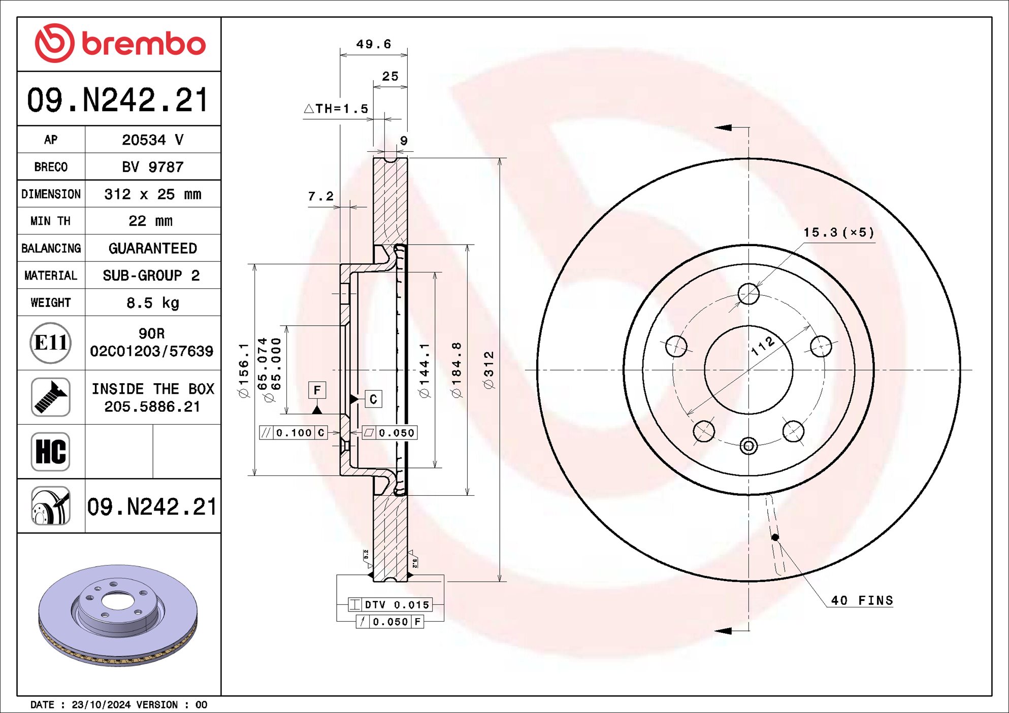 Brembo Remschijf 09.N242.21