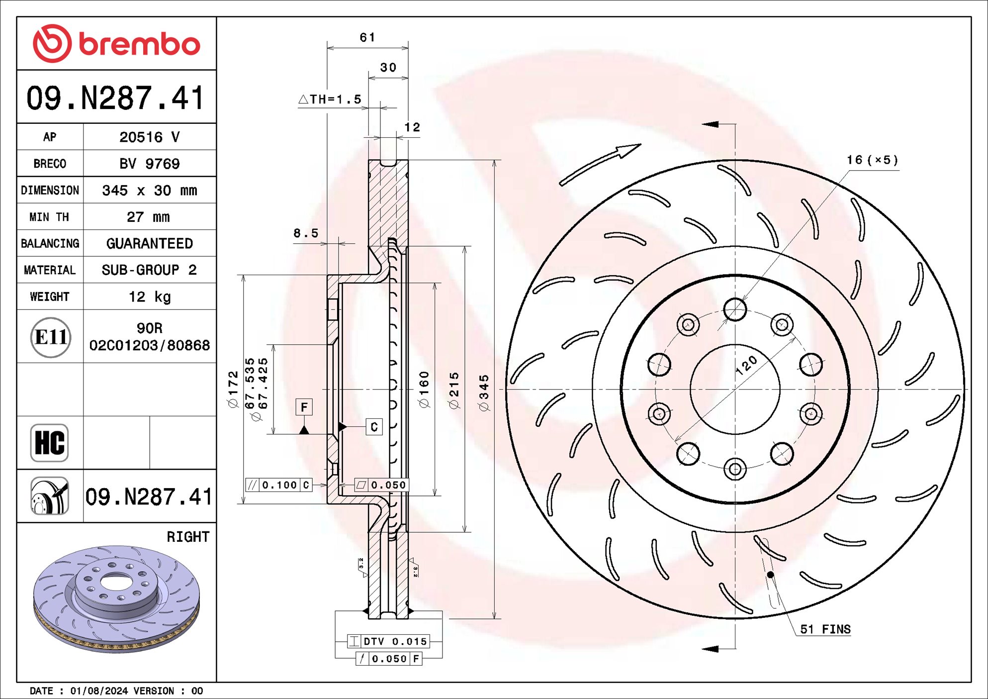 Brembo Remschijf 09.N287.41