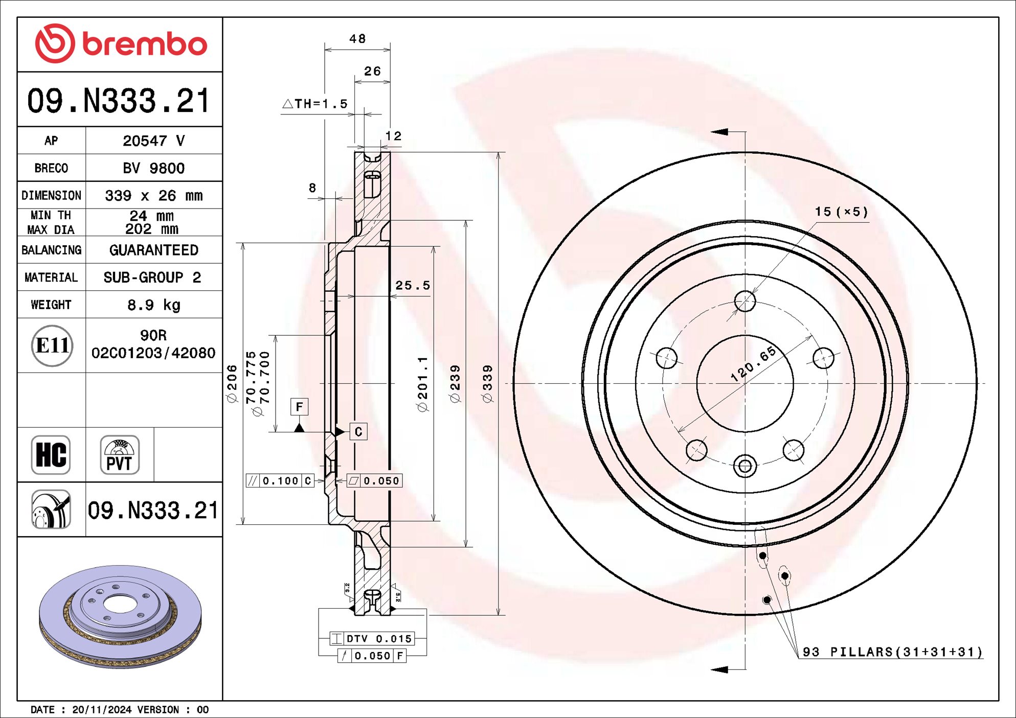 Brembo Remschijf 09.N333.21