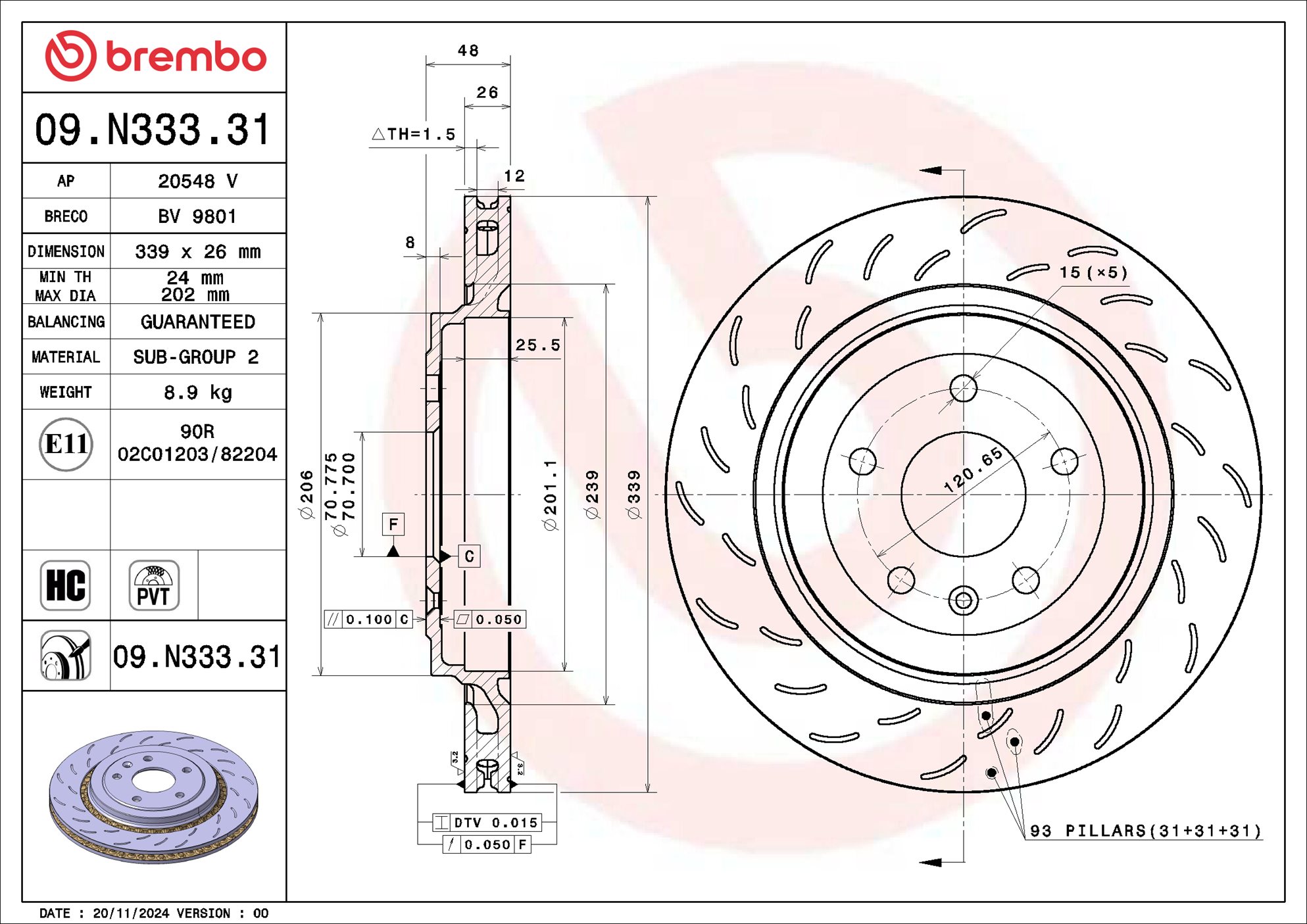Brembo Remschijf 09.N333.31