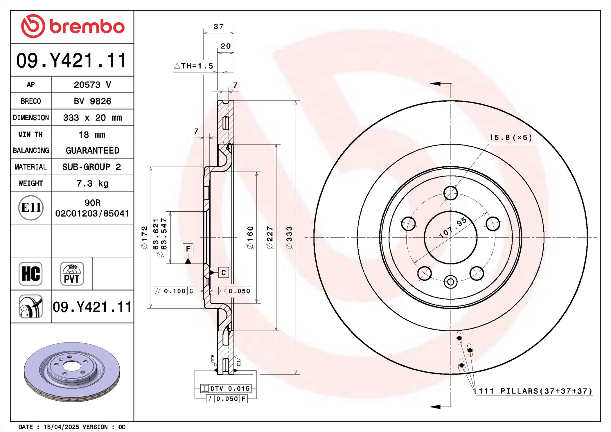 Brembo Remschijf 09.Y421.11