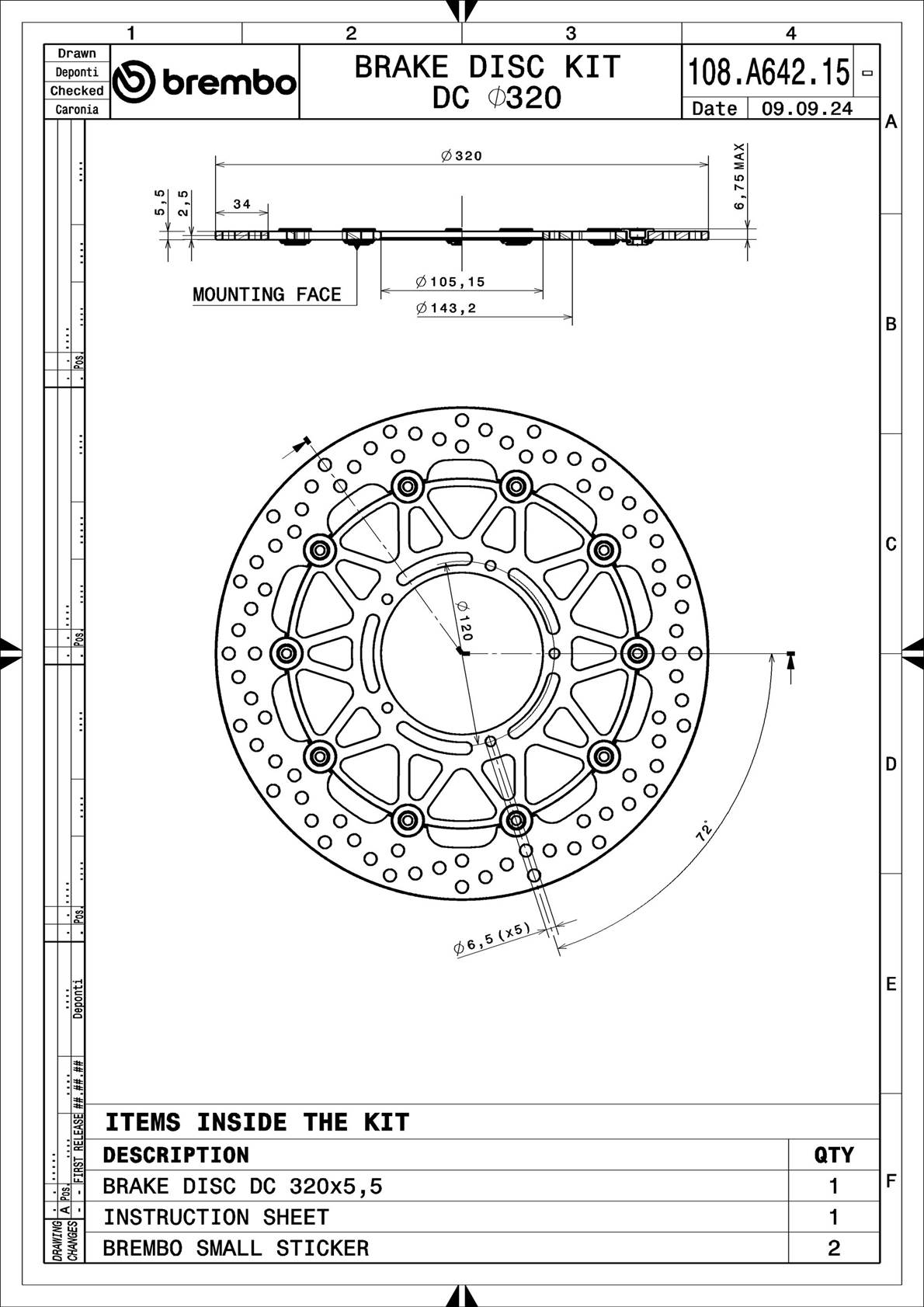 Brembo Remschijf 108A64215