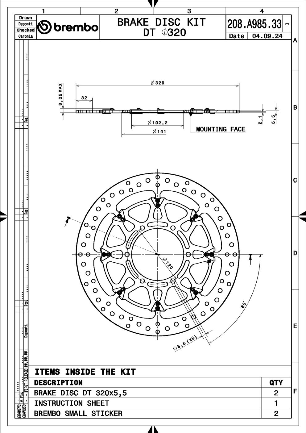 Brembo Remschijf 208A98533