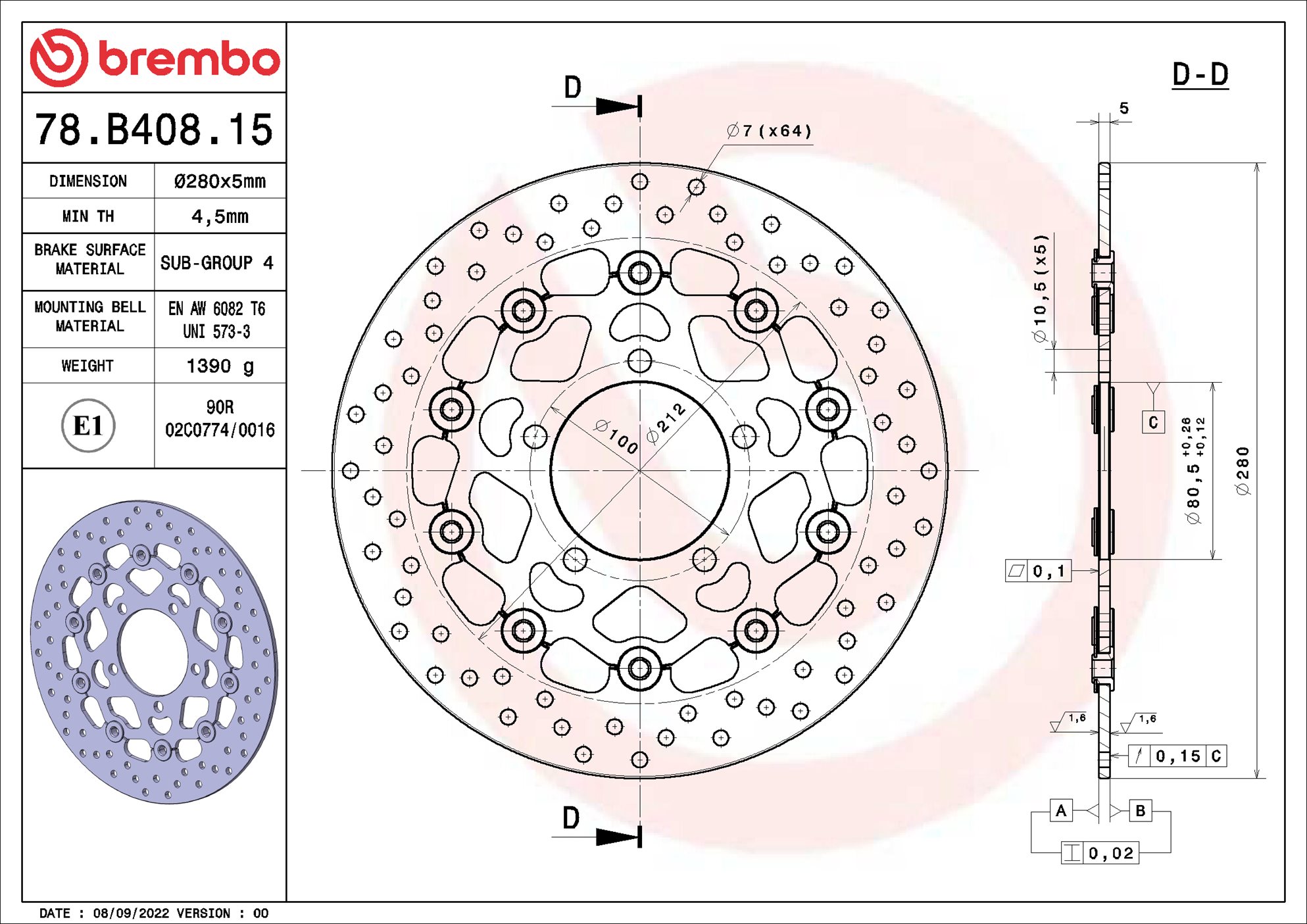 Brembo Remschijf 78B40815