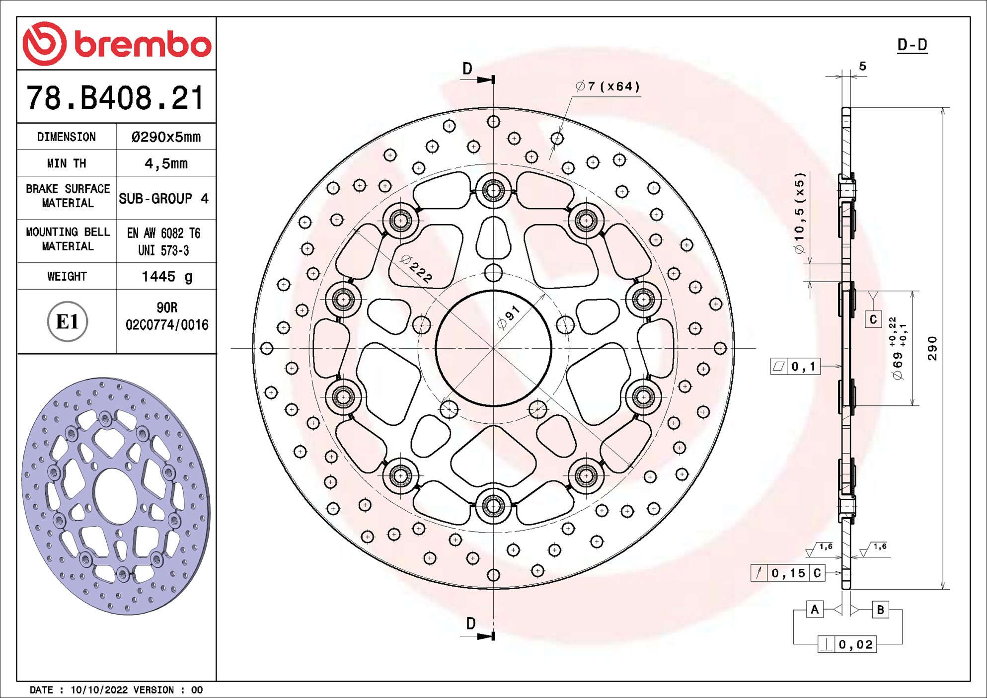 Brembo Remschijf 78B40821