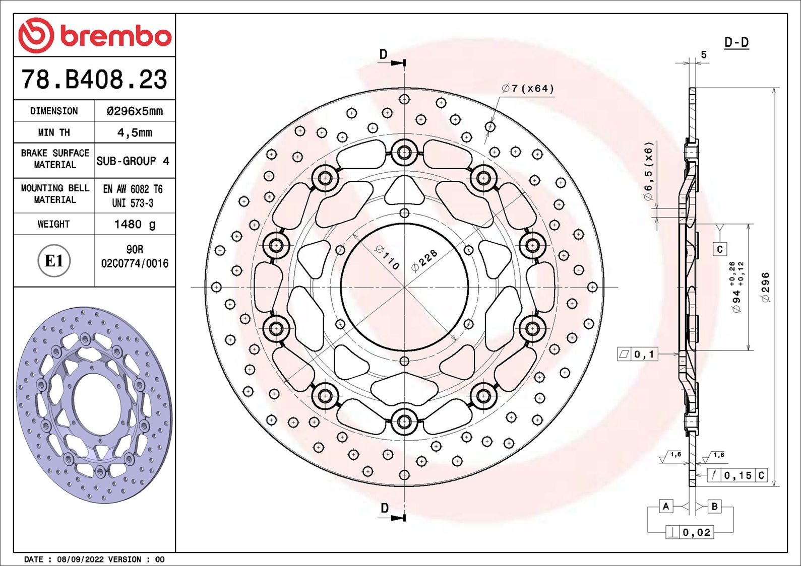 Brembo Remschijf 78B40823