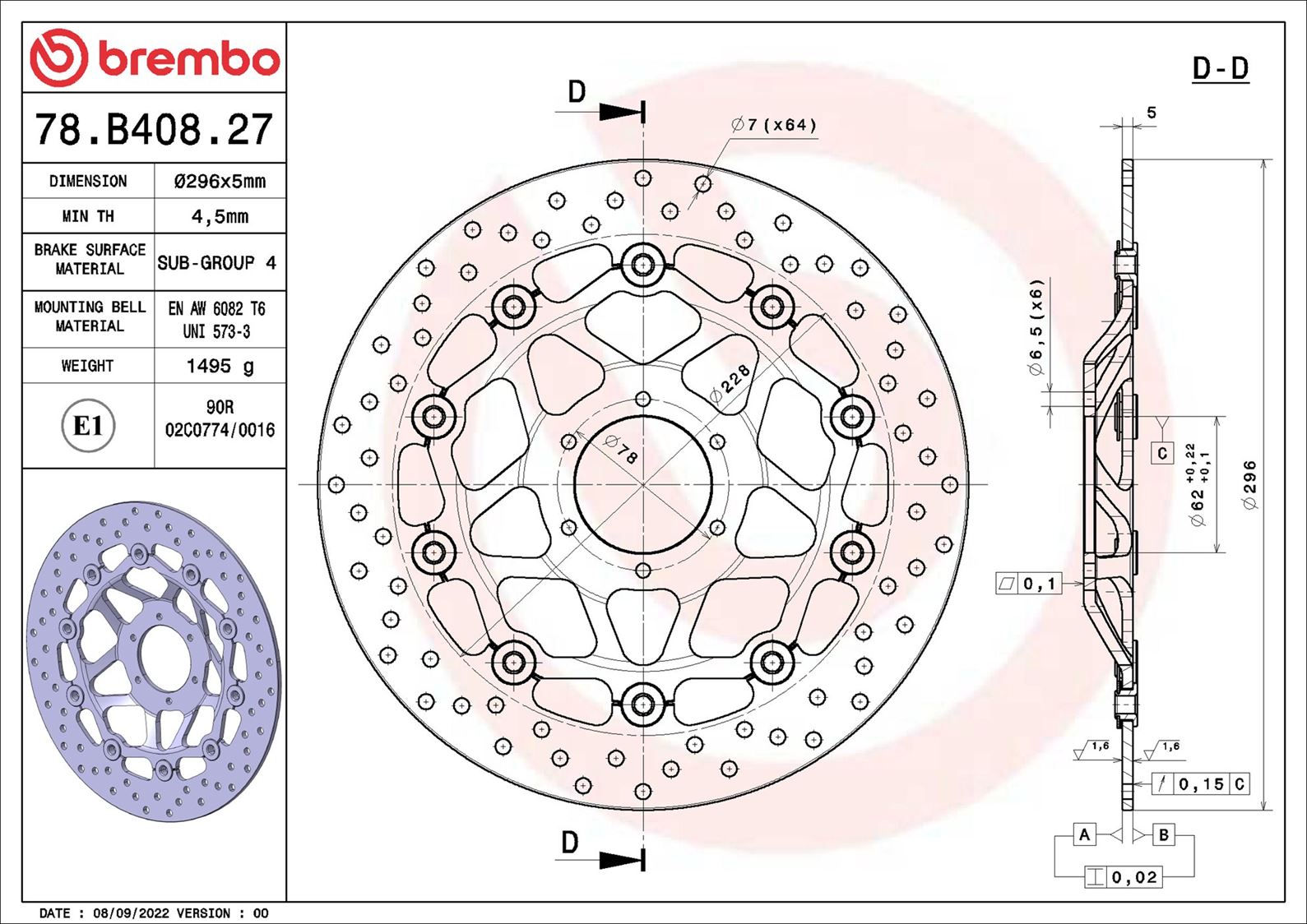 Brembo Remschijf 78B40827