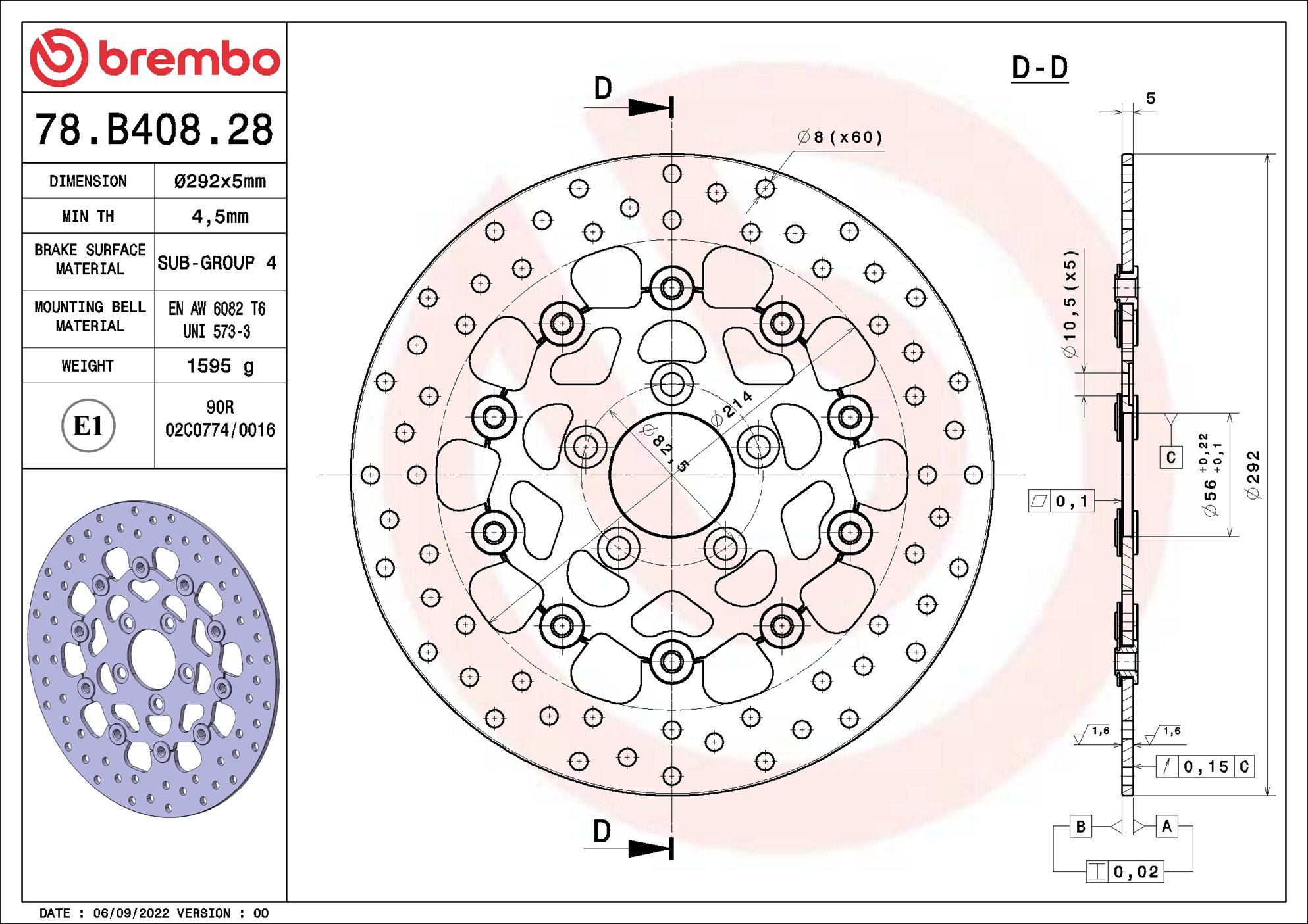 Brembo Remschijf 78B40828