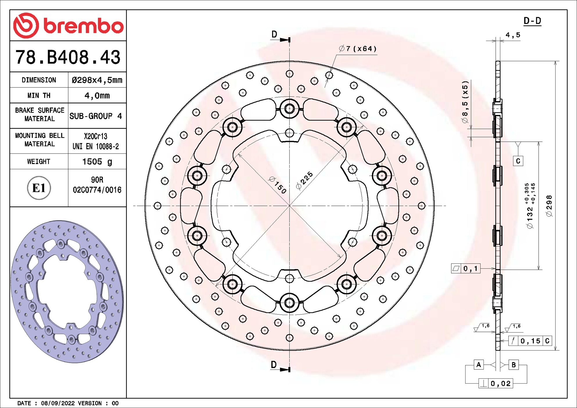 Brembo Remschijf 78B40843