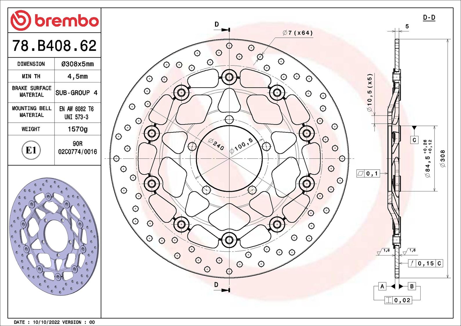 Brembo Remschijf 78B40862