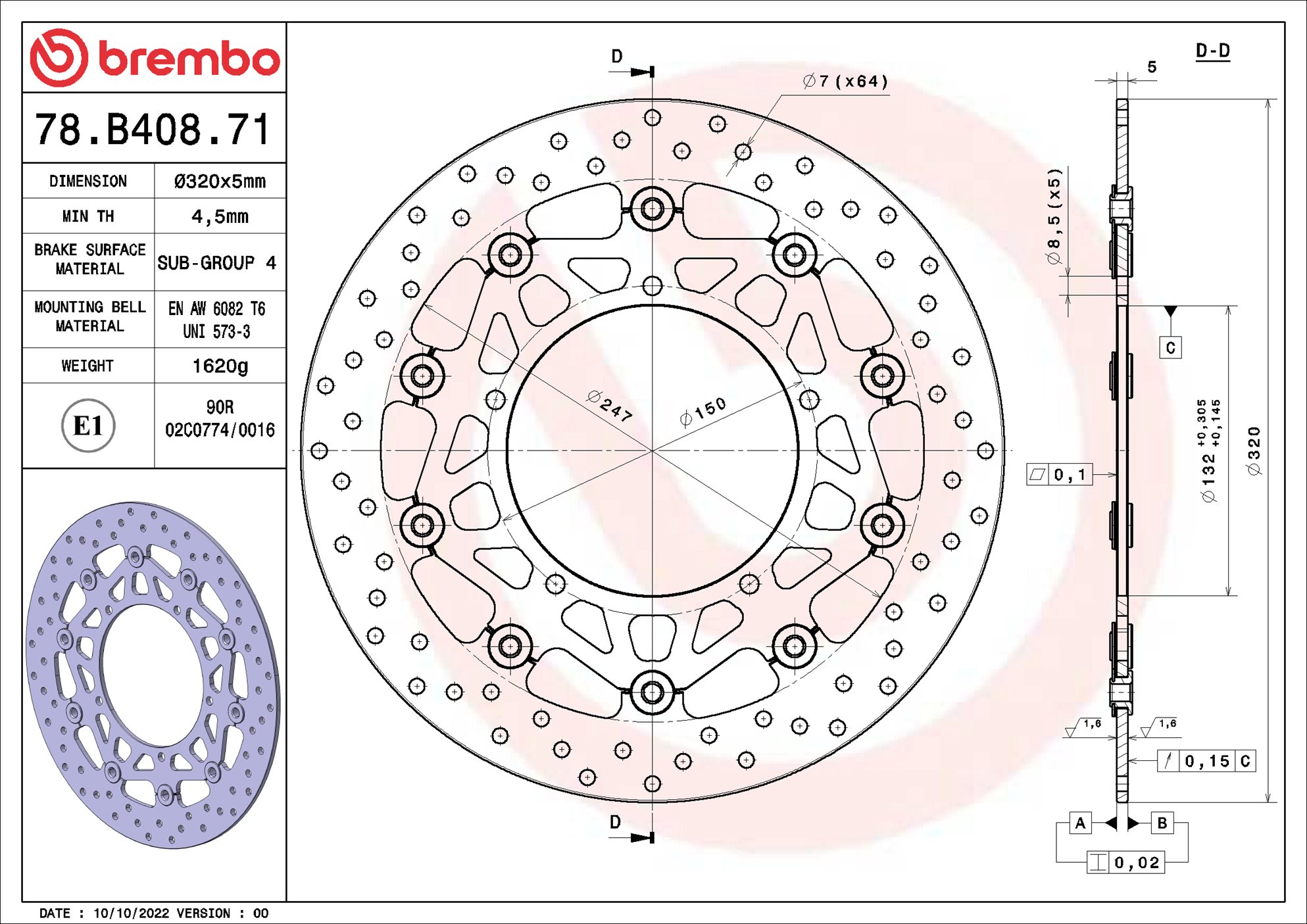 Brembo Remschijf 78B40871
